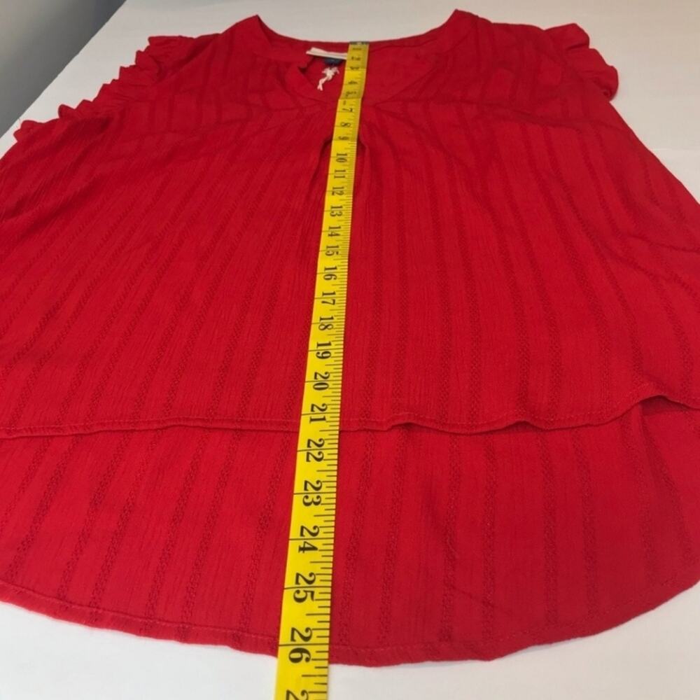 Universal Thread Ripe Red V Neck Ruffle Sleeve Blouse Medium - Picture 6 of 11